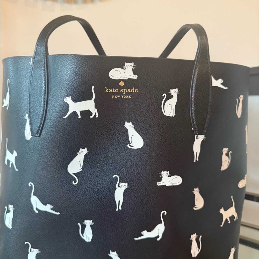 Kate Spade Black Tote with White Cat Design